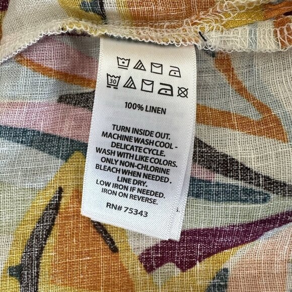 Tahari Linen Top Size 3X Tropical Floral Fruit Short Sleeve Colorful - Picture 6 of 7